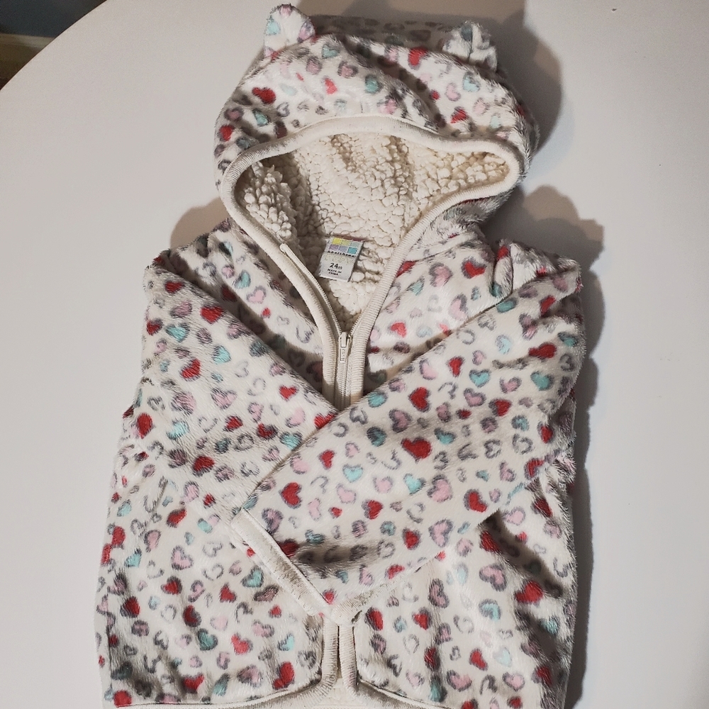 Fleece bear sherpa lined hoodie zips